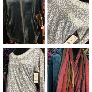 CC Gray Leopard Print PJ’s and Blue Velvet Jacket & Scarf (BRAND NEW)